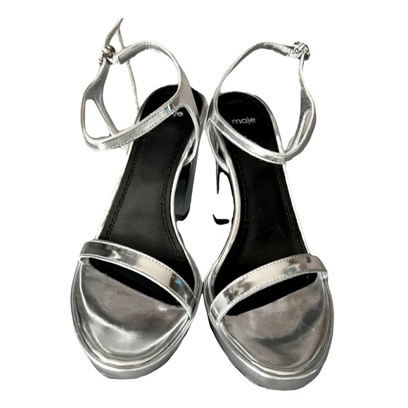 Maje Silver Platform Sandals with Bejewelled Clasps - 38 - Picture 11 of 13